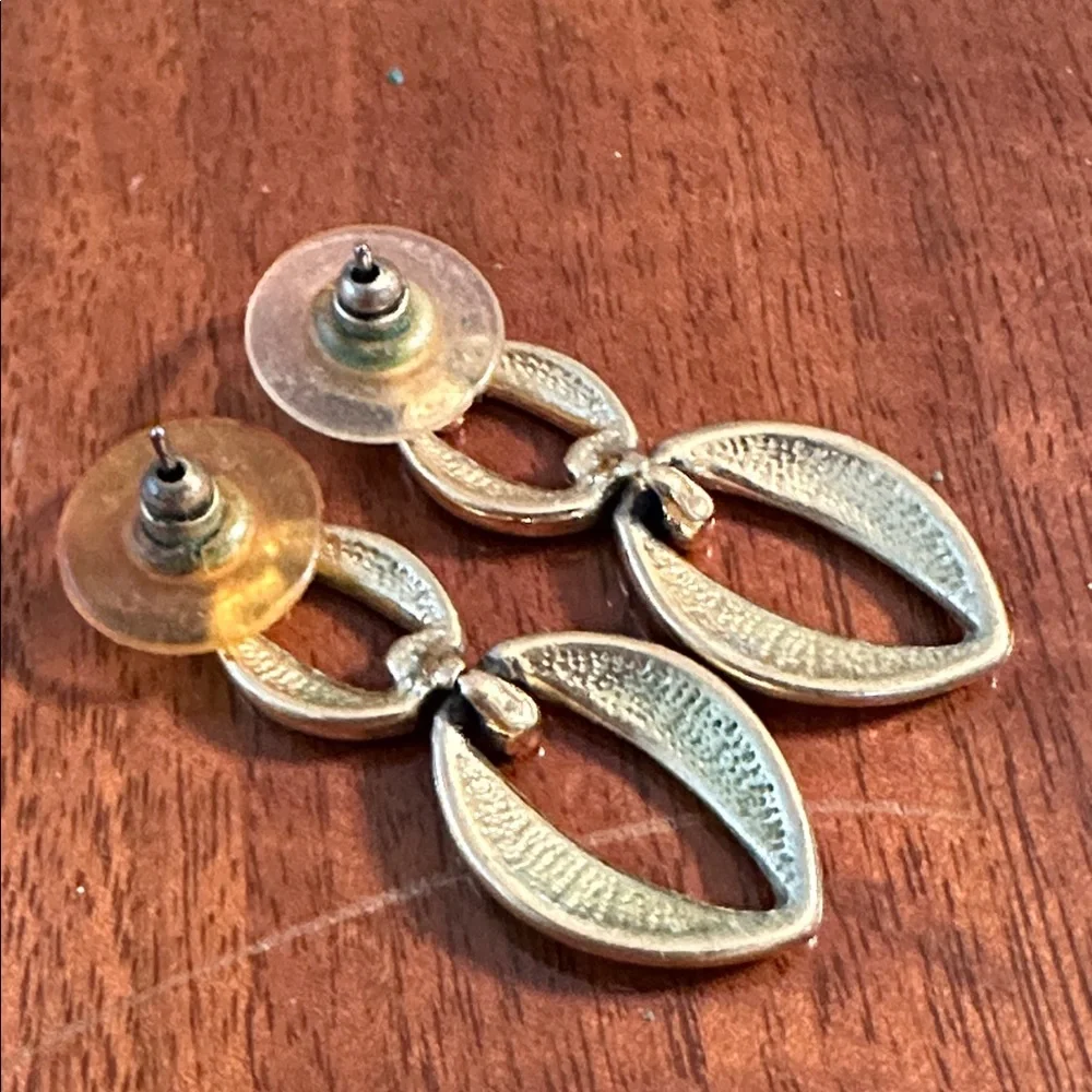 Vintage‎ 80s Shiny Gold-Tone Door Knocker Post Earrings